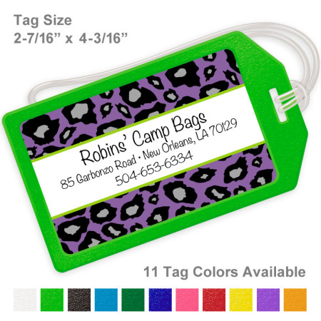 Snow Leopard Purple Luggage Tag