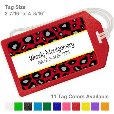 Snow Leopard Red Luggage Tag