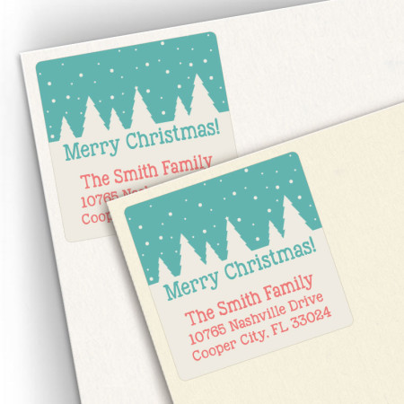 Snow Trees Square Address Labels