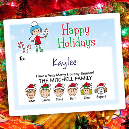 Snow Girl Holiday Gift Label