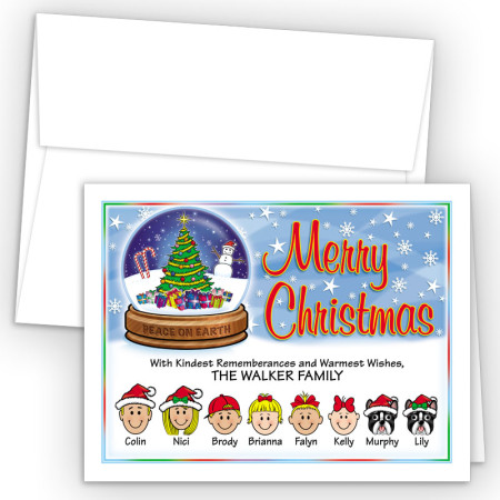 Snow Globe Merry Christmas Holiday Fold Note Head
