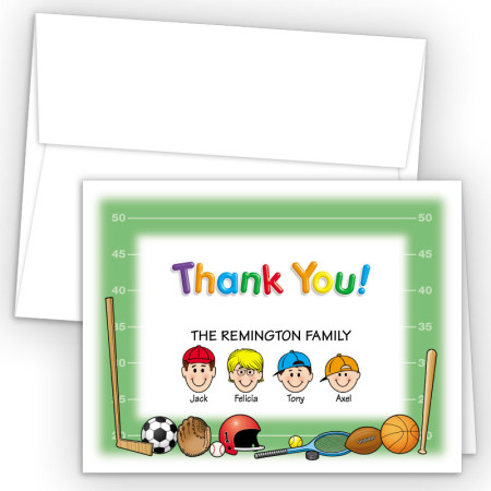 Sports Foldover Family Thank You Card