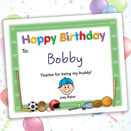 Sports Happy Birthday Gift Label