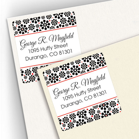 Groovy Flowers Square Address Labels