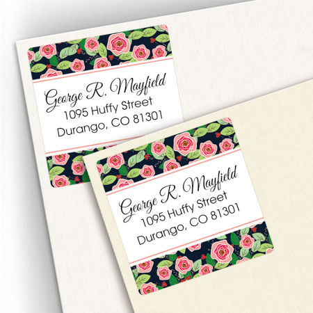 Rose Bordered Square Address Labels