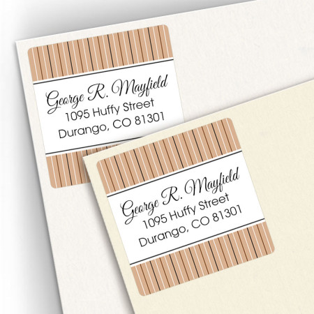 Tan Stripes Square Address Labels