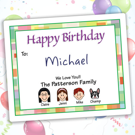 Squares Happy Birthday Gift Labels