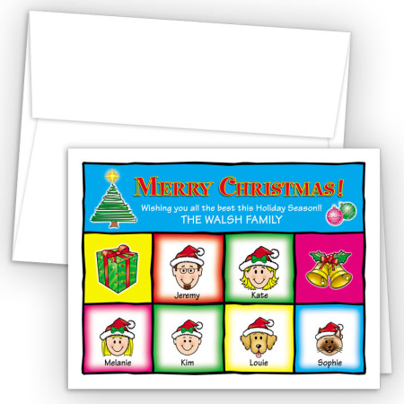 Squares Merry Christmas Holiday Fold Note Head