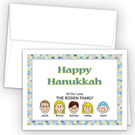 Stars Happy Hanukkah Holiday Fold Note Head