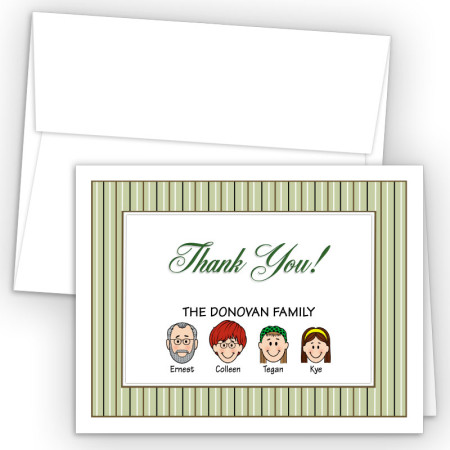 Stripes Foldover Family Thank You Card