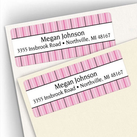 Stripes Pink Address Labels