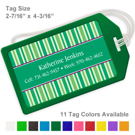 Stripes Random Green Luggage Tag