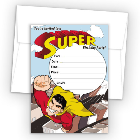 Super Hero Fill-In Birthday Party Invitations