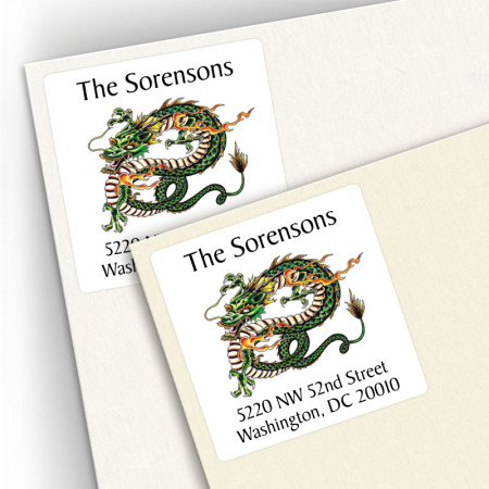 Tattoo Dragon Square Address Labels