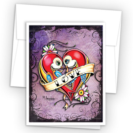 Tattoo Love Birds Note Cards
