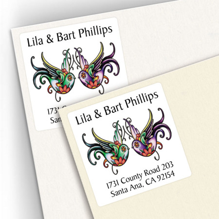 Tattoo Sparrows Square Address Labels