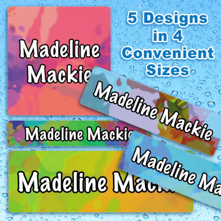 Tie Dye Waterproof Name Labels For Kids
