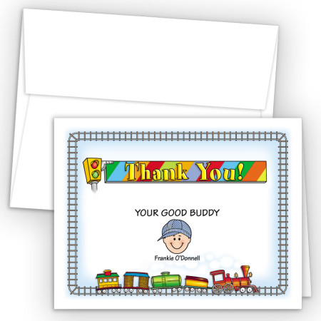 Train Foldover Family Thank You Card