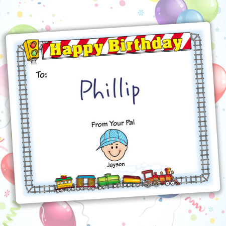 Train Happy Birthday Gift Label