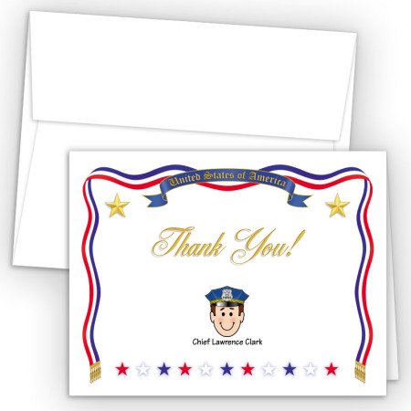 USA Foldover Family Thank You Card