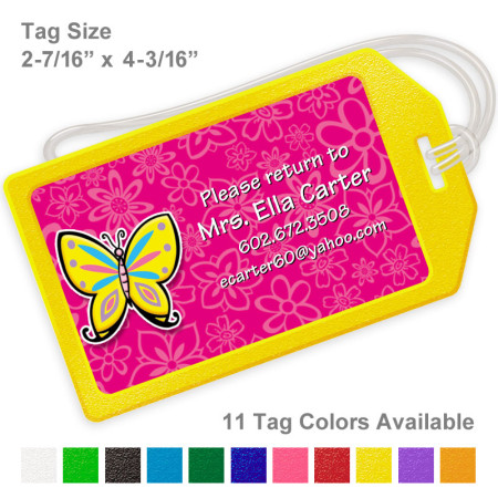 Yellow Butterfly Luggage Tag