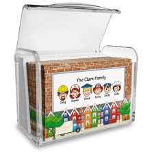 Colorful Houses Family Note Card Set with Acrylic Holder