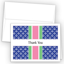 Anchors Pink Thank You Cards