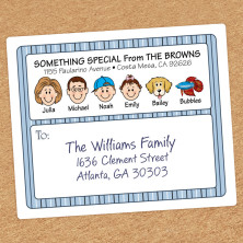 Blue Stripes Family Shipping Labels