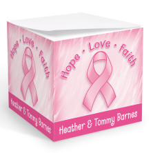 Breast Cancer Ribbon Memo Cube