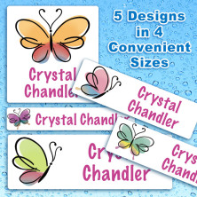 Butterflies 2 Waterproof Name Labels For Kids