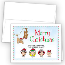 Christmas Monkeys Merry Christmas Holiday Fold Note Head