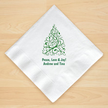 Christmas Tree Design 7 Personalized Christmas Beverage Napkins