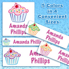 Colorful Cupcakes Waterproof Name Labels For Kids