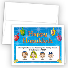 Colorful Dreidels Happy Hanukkah Holiday Fold Note Head