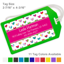 Colorful Hearts Hot Pink Luggage Tag