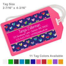 Colorful Hearts Royal Blue & Magenta Luggage Tag