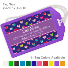 Colorful Hearts Royal & Purple Luggage Tag