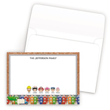Colorful Houses Bordered Family Correspondence Card