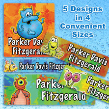 Cosmic Creatures Waterproof Name Labels For Kids