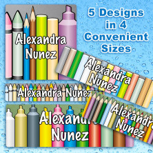 Crayons Markers Pencils Waterproof Name Labels For Kids
