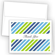 Diagonal Stripes Green Thank You Cards