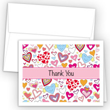 Doodle Hearts Thank You Cards