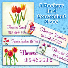 Elegant Flowers Waterproof Name Labels For Kids