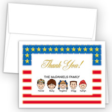 Flag Foldover Family Thank You Card