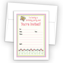 Flowers Fill-In Birthday Party Invitations