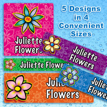 Flowers Waterproof Name Labels For Kids