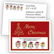 Gold Tree Merry Christmas Fold Note Set