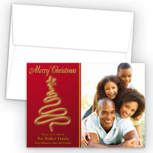 Gold Tree Photo Upload Holiday Card