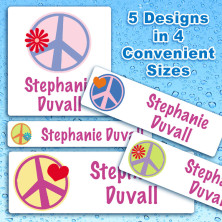 Graphic Peace Signs Waterproof Name Labels For Kids