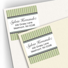 Green Stripes Square Address Labels